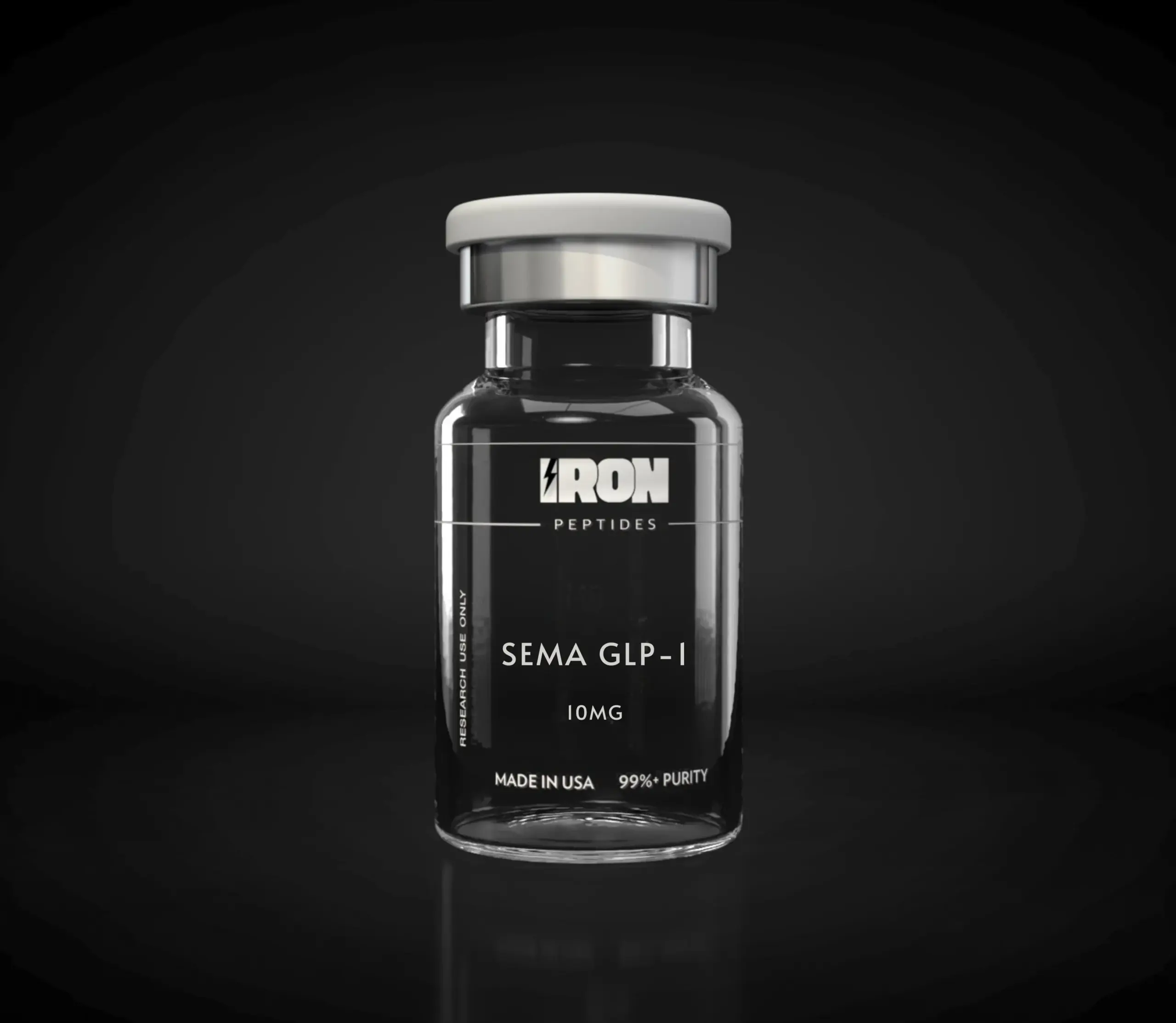 Semaglutide GLP-1 10MG research peptide vial by Iron Peptides